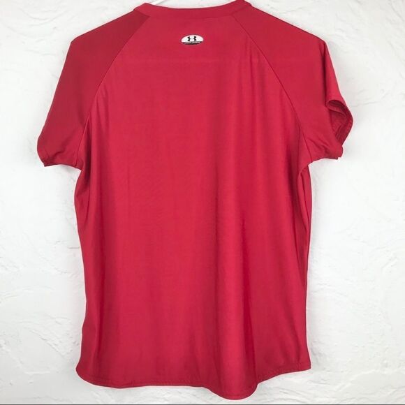 Under Armour Red V-Neck Short Sleeve athletic top - Picture 4 of 8